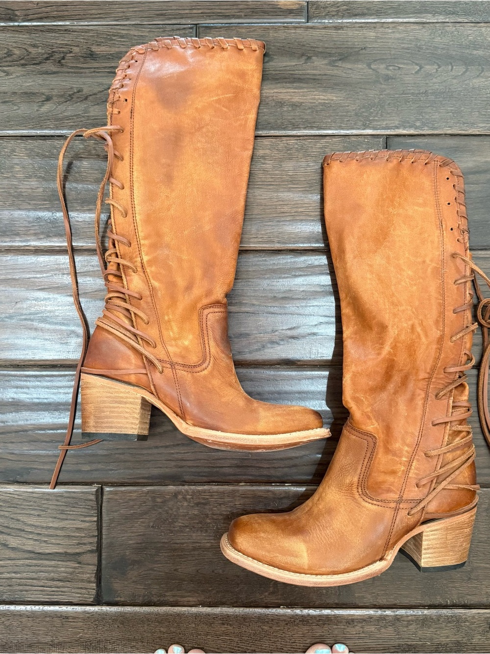 Freebird Dillion size 8 Tall Lace-Up Leather Boots in Cognac - Picture 2 of 4